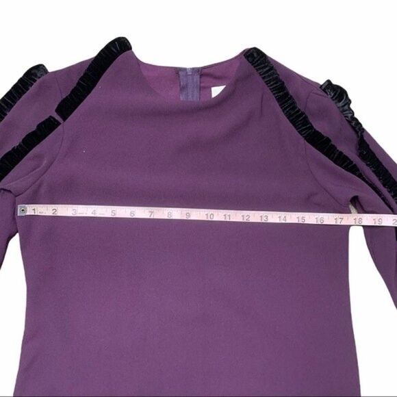 Elenore Blouse Women's Small Vintage 90s Ruffle Trim Raglan Purple Elegant Top - Picture 5 of 8